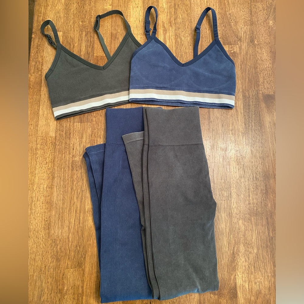 2 sets of seamless spanx sports bras and leggings